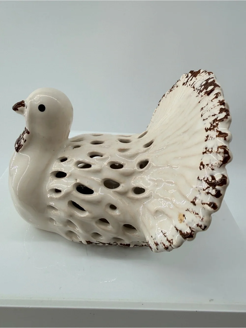 Mud Pie Cream and Brown Glazed Turkey Figurine